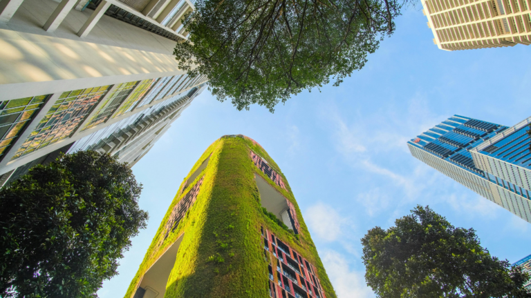 April 26 Image green skyscrapers to show sustainability in business